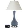 White Empire Vase Lamp - 2 Outlets and 2 USBs in Granite Peak