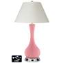White Empire Vase Lamp - 2 Outlets and 2 USBs in Haute Pink