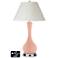 White Empire Vase Lamp - 2 Outlets and 2 USBs in Mellow Coral