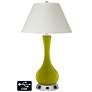 White Empire Vase Lamp - 2 Outlets and 2 USBs in Olive Green