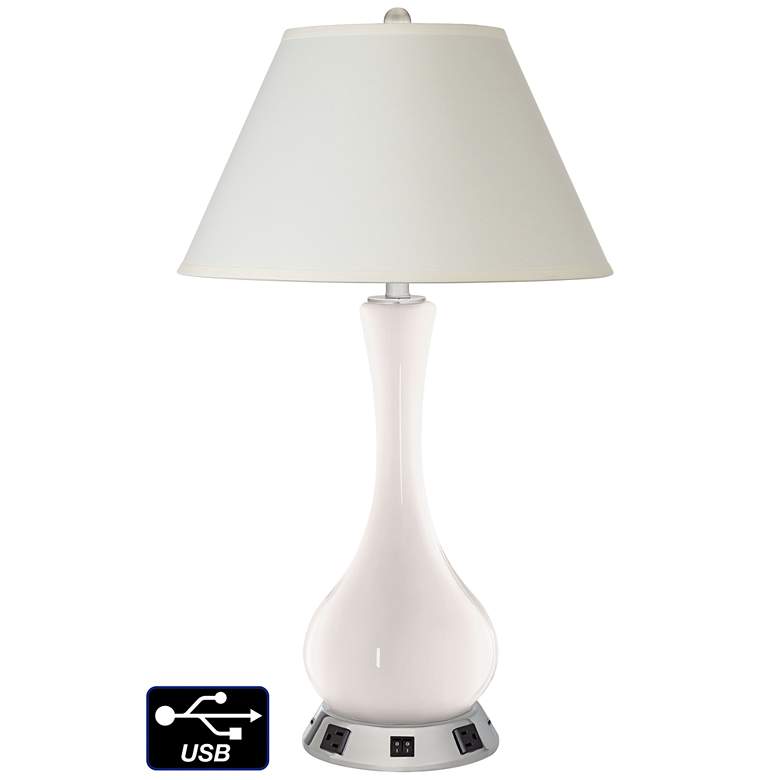 Image 1 White Empire Vase Lamp - 2 Outlets and 2 USBs in Smart White