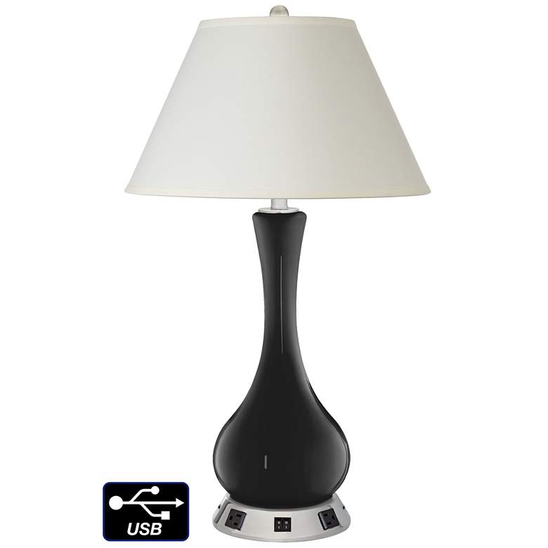 Image 1 White Empire Vase Lamp - 2 Outlets and 2 USBs in Tricorn Black