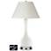White Empire Vase Lamp - 2 Outlets and 2 USBs in Winter White