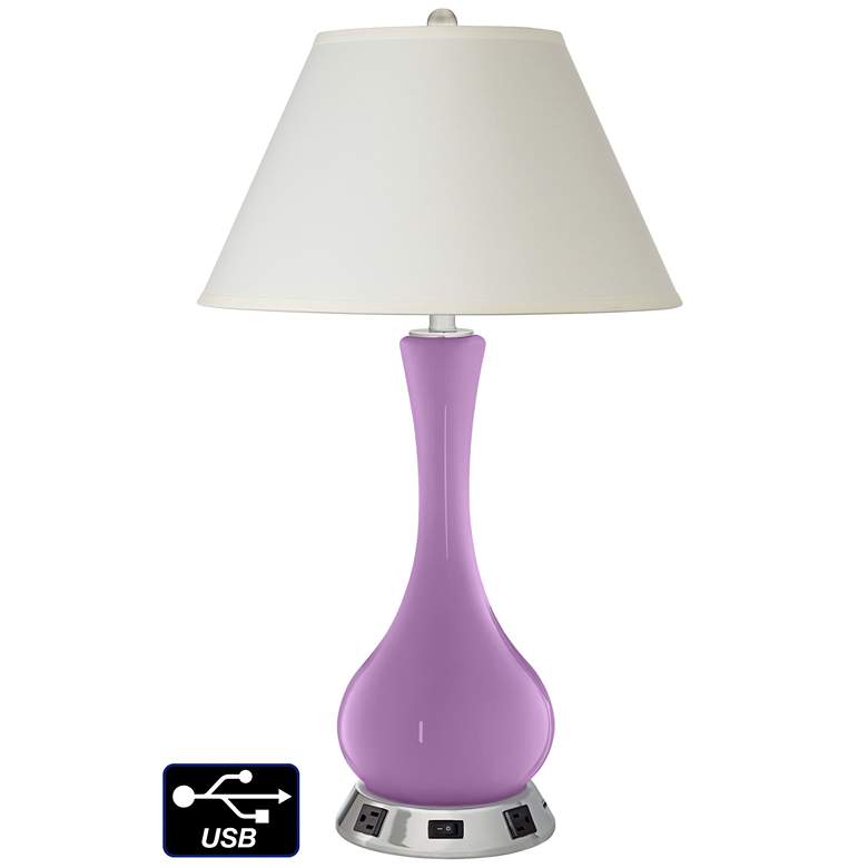 Image 1 White Empire Vase Lamp - 2 Outlets and USB in African Violet