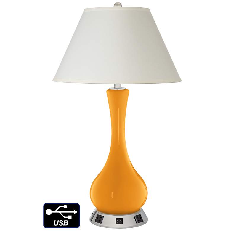 Image 1 White Empire Vase Table Lamp - 2 Outlets and 2 USBs in Carnival