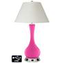 White Empire Vase Table Lamp - 2 Outlets and 2 USBs in Fuchsia