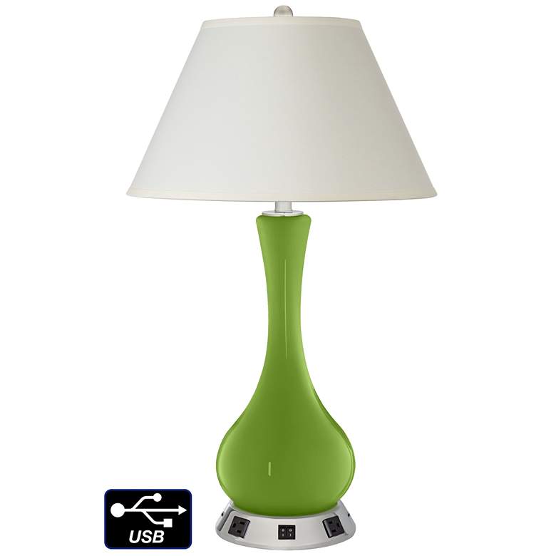 Image 1 White Empire Vase Table Lamp - 2 Outlets and 2 USBs in Gecko