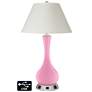 White Empire Vase Table Lamp - 2 Outlets and 2 USBs in Pale Pink