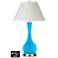 White Empire Vase Table Lamp - 2 Outlets and 2 USBs in Sky Blue