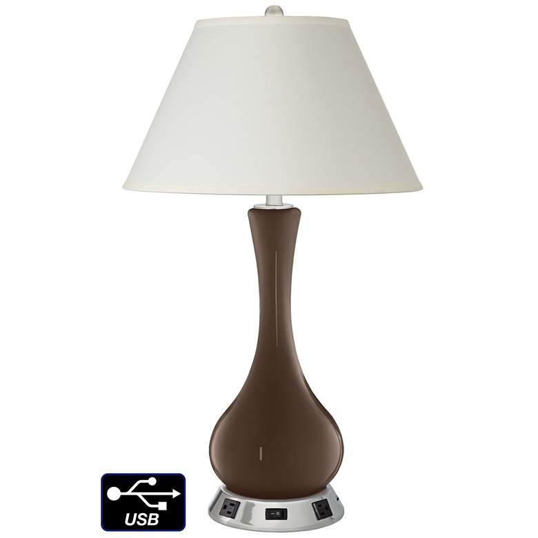 Image 1 White Empire Vase Table Lamp - 2 Outlets and USB in Carafe