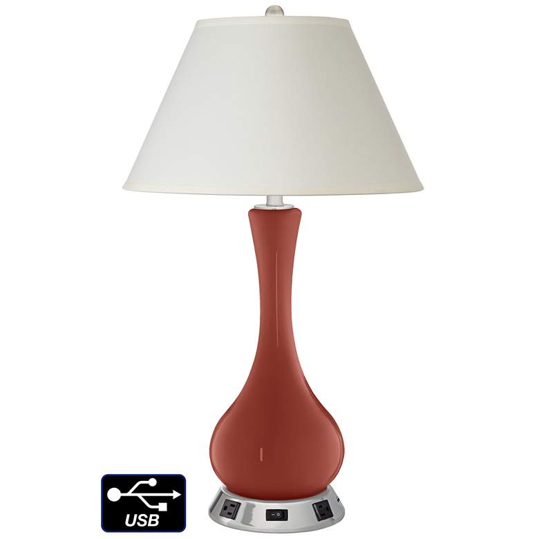 Image 1 White Empire Vase Table Lamp - 2 Outlets and USB in Madeira