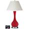 White Empire Vase Table Lamp - 2 Outlets and USB in Ribbon Red