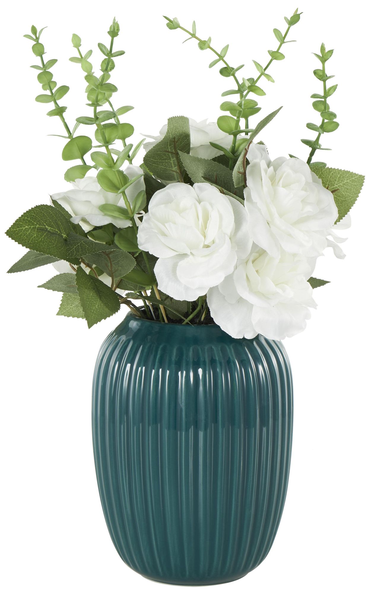 Image 2 White Fabric Modern Artificial Flower, 10" x 10" x 17"