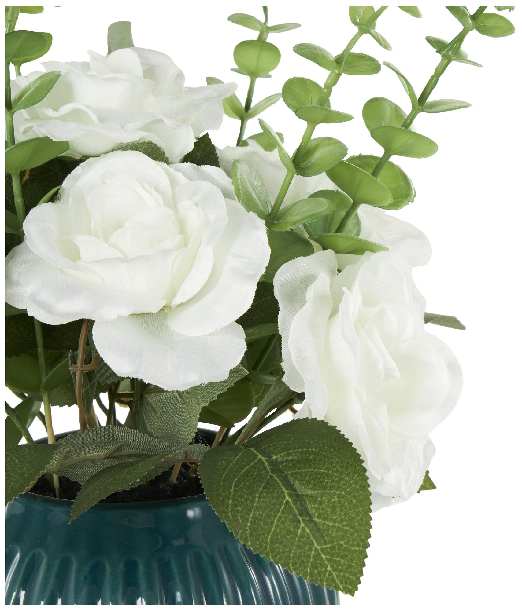 Image 3 White Fabric Modern Artificial Flower, 10" x 10" x 17" more views