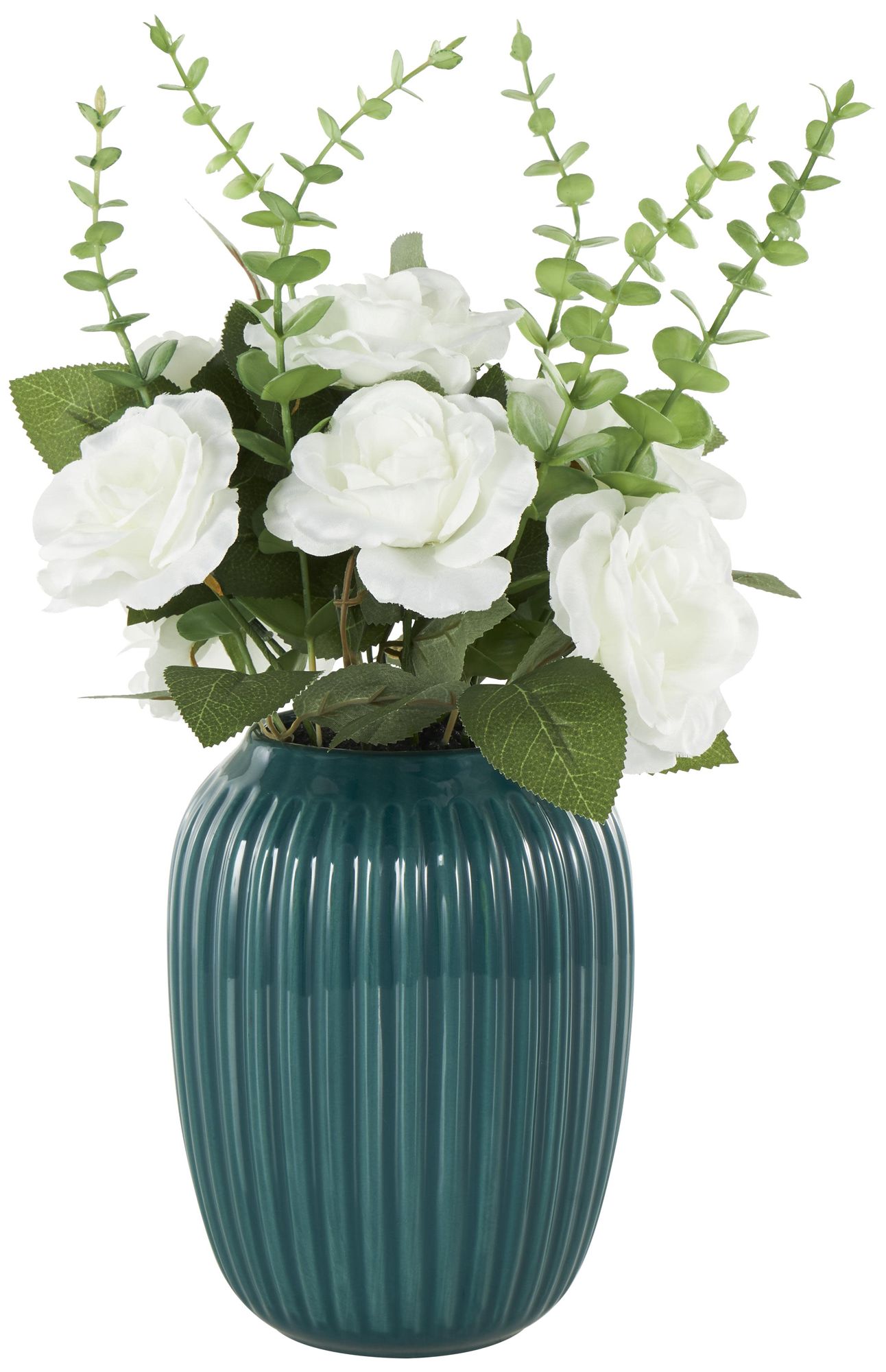 Image 5 White Fabric Modern Artificial Flower, 10" x 10" x 17" more views