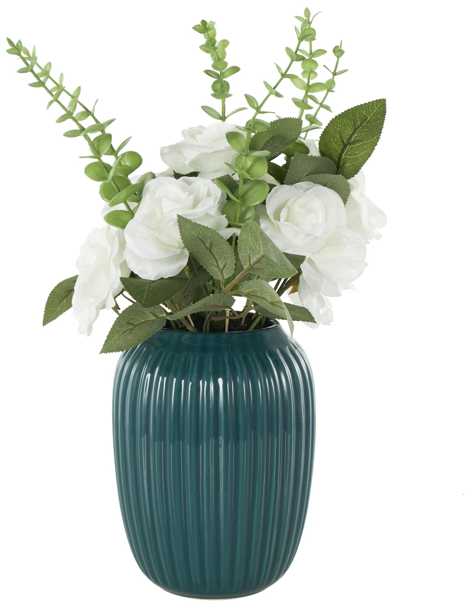 Image 6 White Fabric Modern Artificial Flower, 10" x 10" x 17" more views