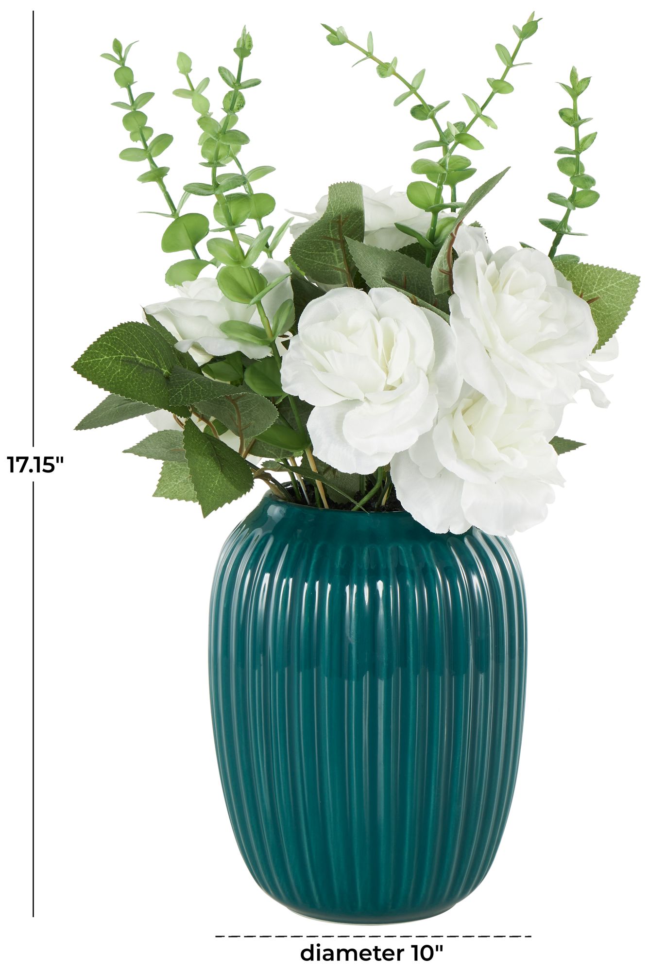 Image 7 White Fabric Modern Artificial Flower, 10" x 10" x 17" more views