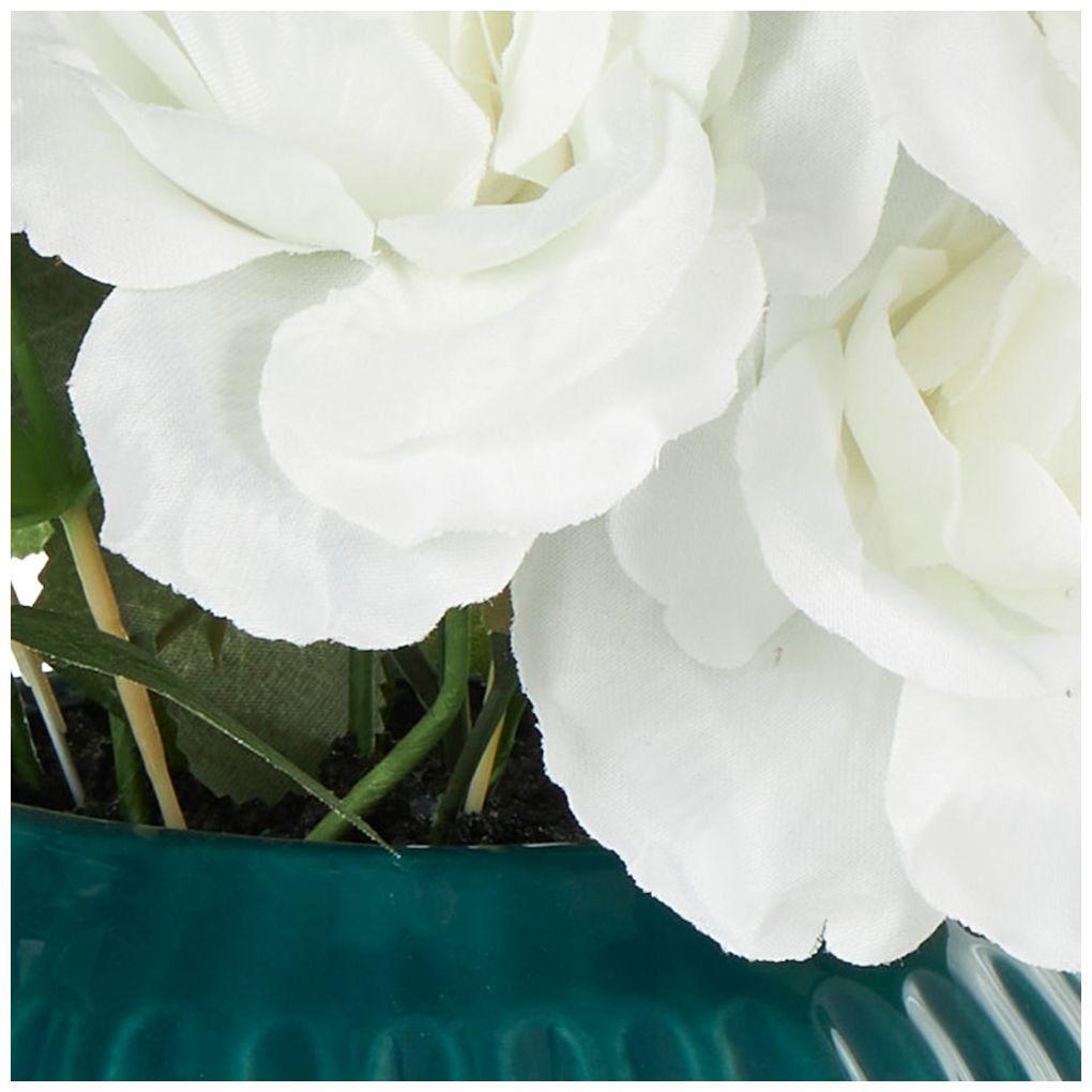 White Fabric Modern Artificial Flower, 10" x 10" x 17"