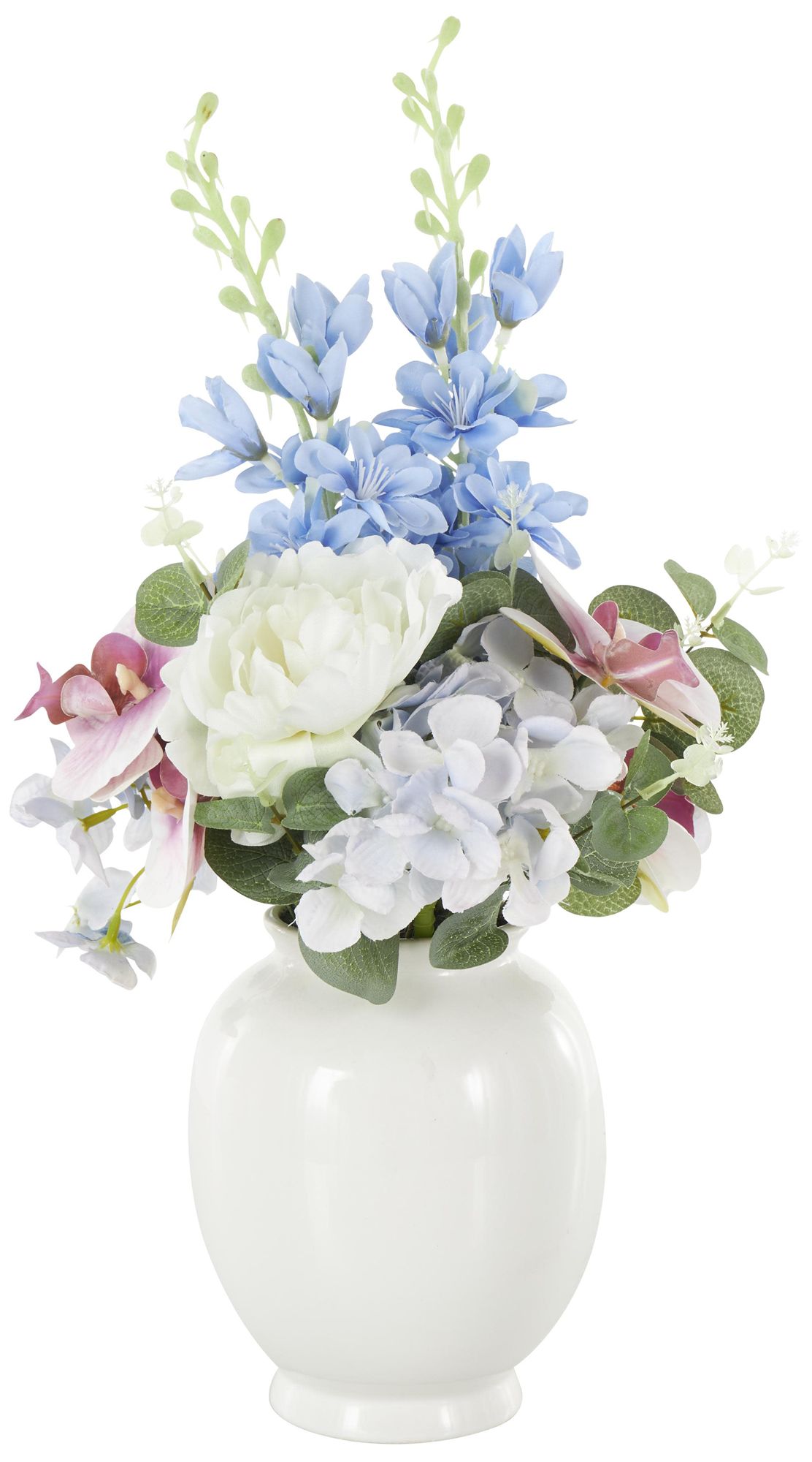 Image 2 White Fabric Modern Artificial Flower, 10" x 10" x 18"