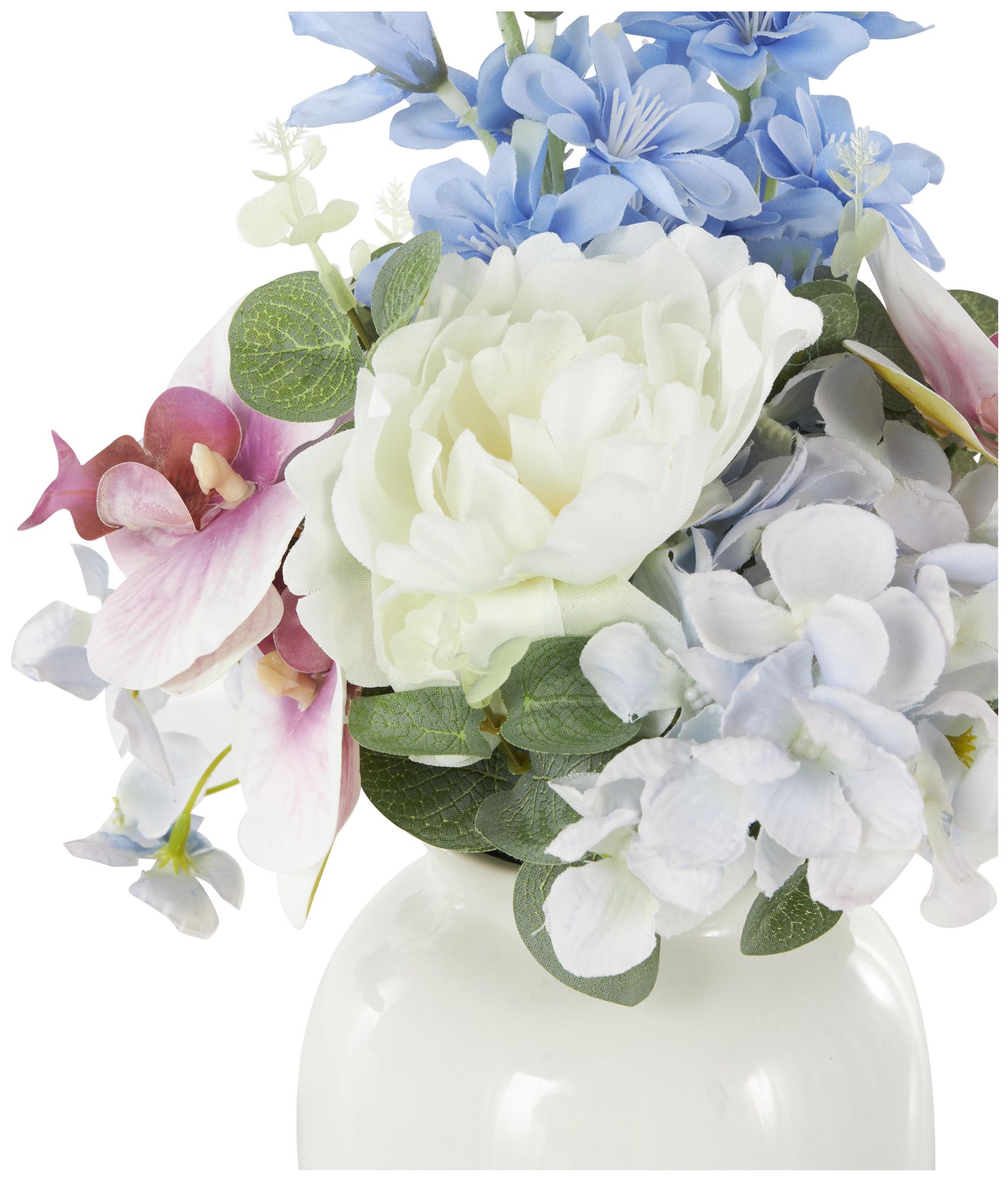 Image 3 White Fabric Modern Artificial Flower, 10" x 10" x 18" more views