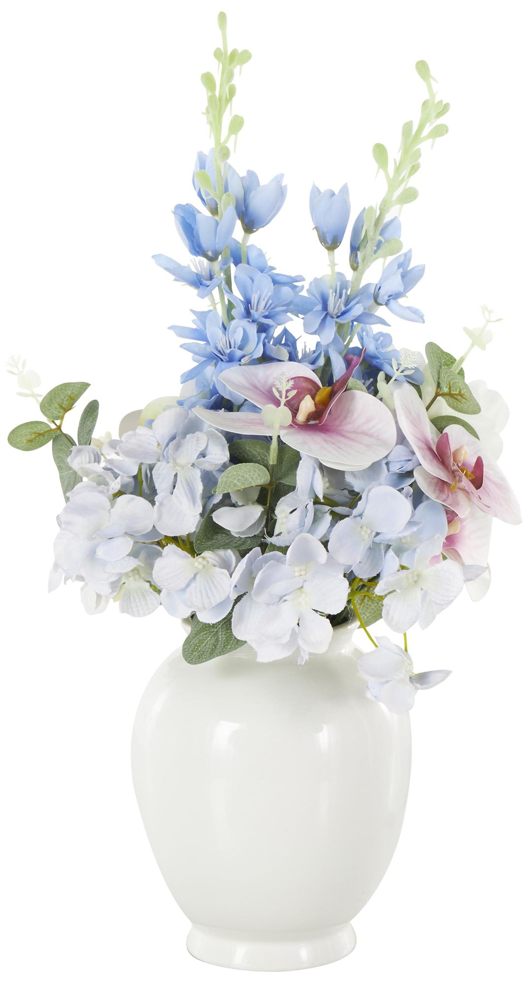 Image 5 White Fabric Modern Artificial Flower, 10" x 10" x 18" more views