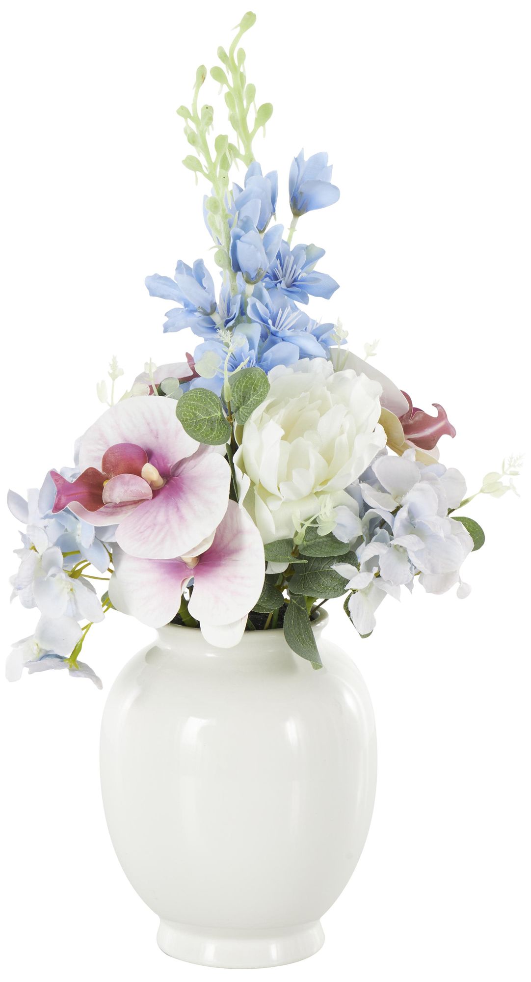 Image 6 White Fabric Modern Artificial Flower, 10" x 10" x 18" more views