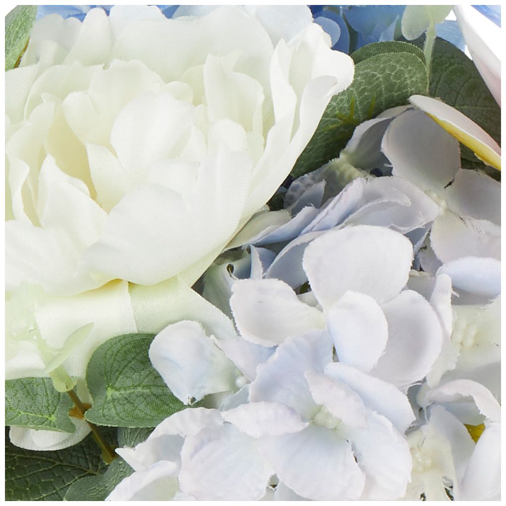 White Fabric Modern Artificial Flower, 10" x 10" x 18"