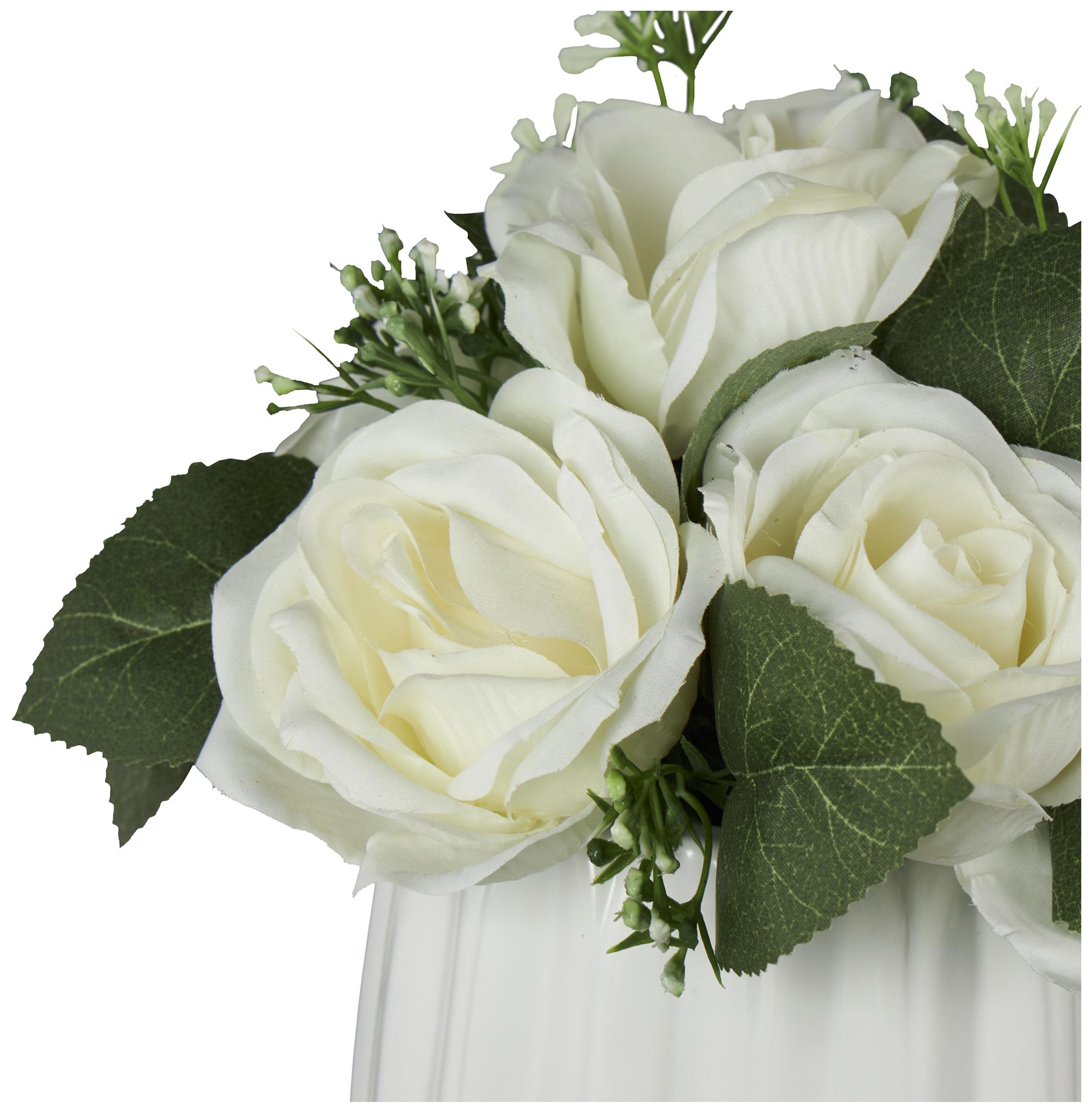 Image 3 White Fabric Modern Artificial Flower, 8" x 8" x 9" more views