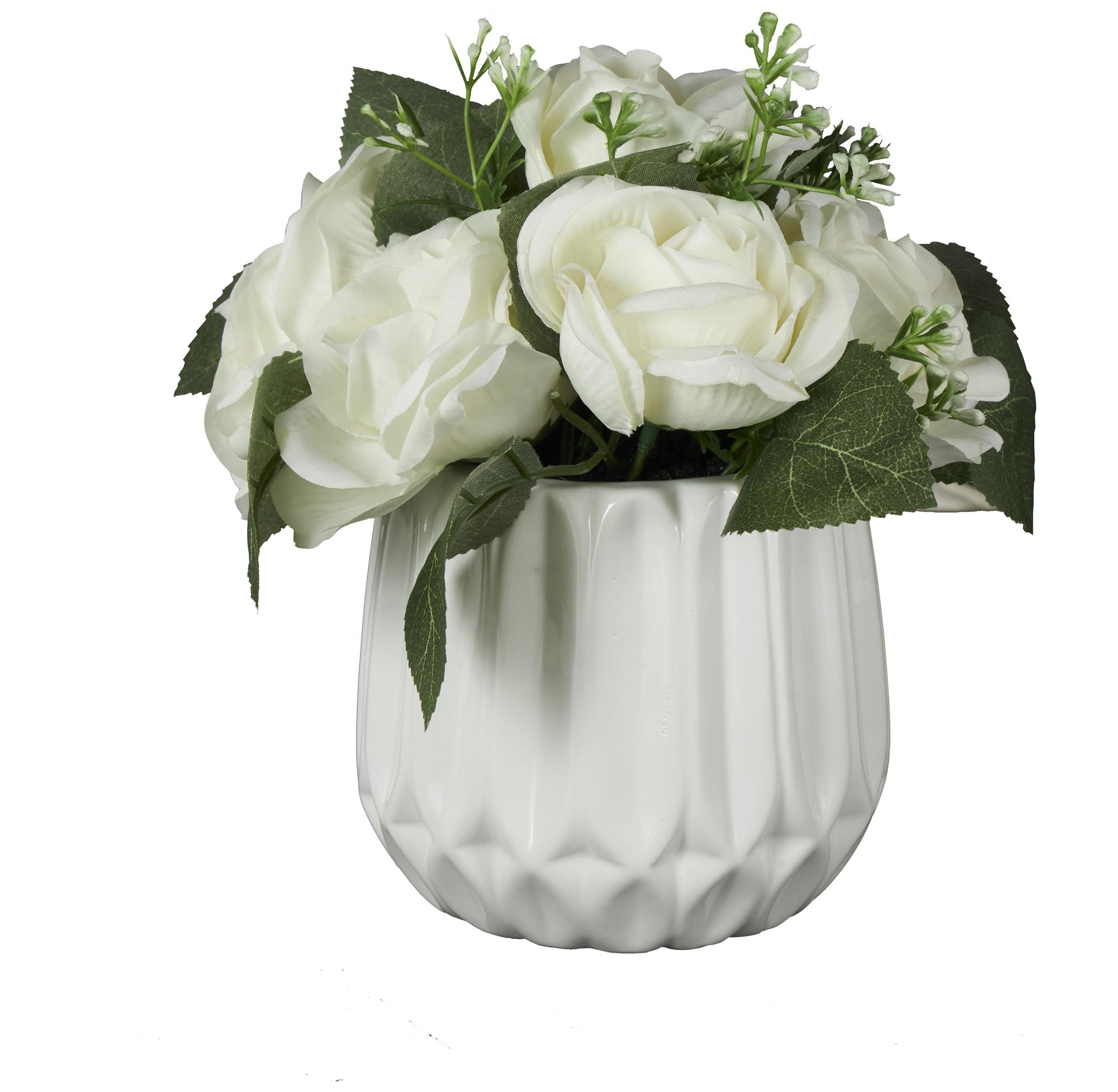 Image 5 White Fabric Modern Artificial Flower, 8" x 8" x 9" more views