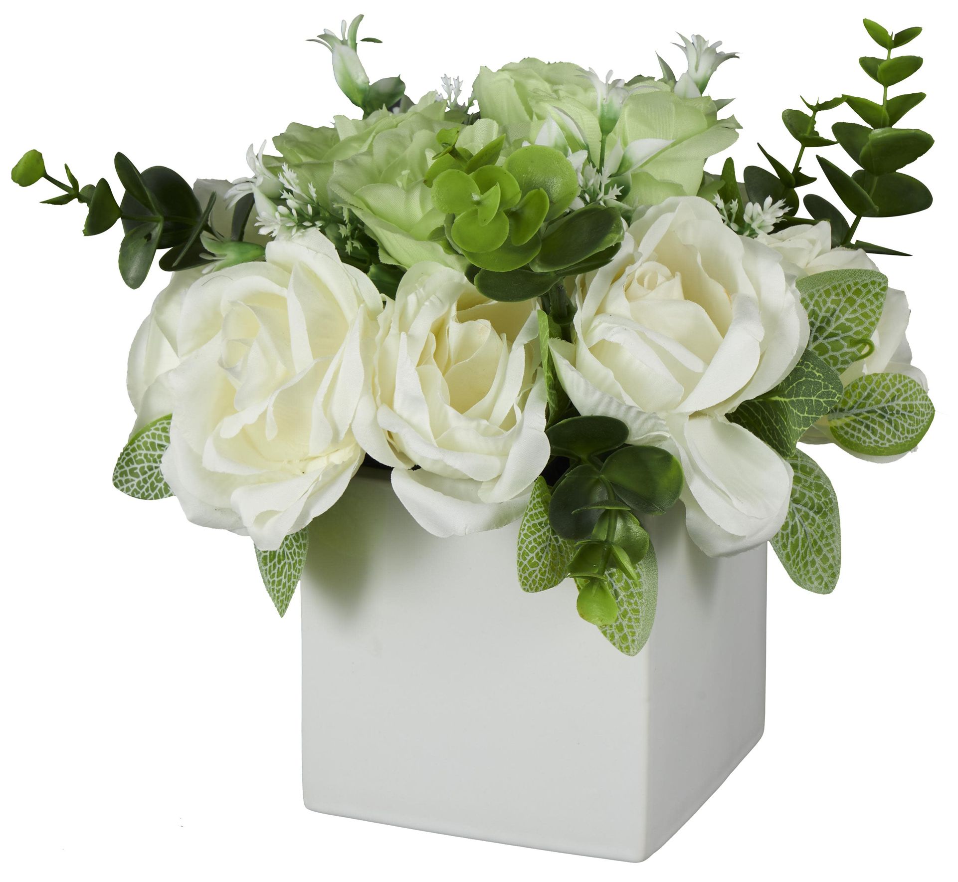 Image 2 White Fabric Modern Artificial Flower, 9" x 9" x 10"