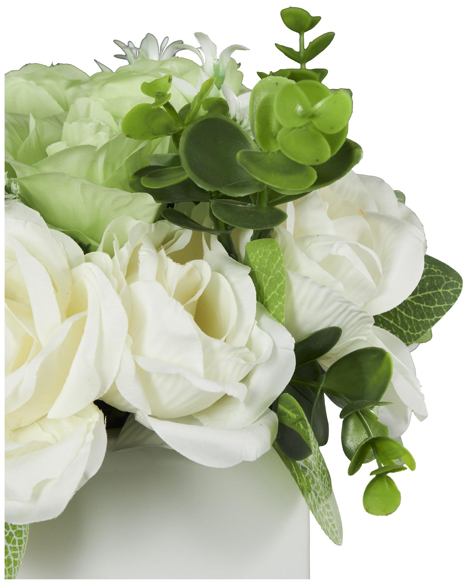 Image 3 White Fabric Modern Artificial Flower, 9" x 9" x 10" more views