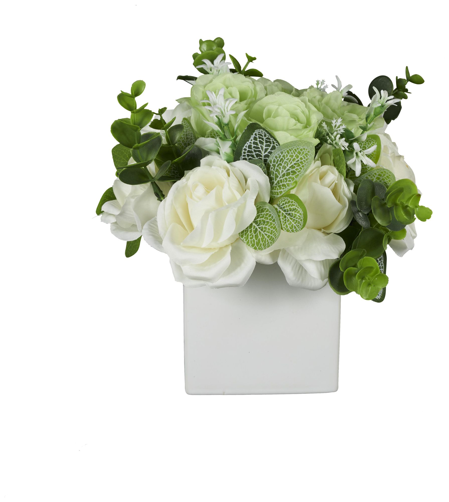 Image 5 White Fabric Modern Artificial Flower, 9" x 9" x 10" more views