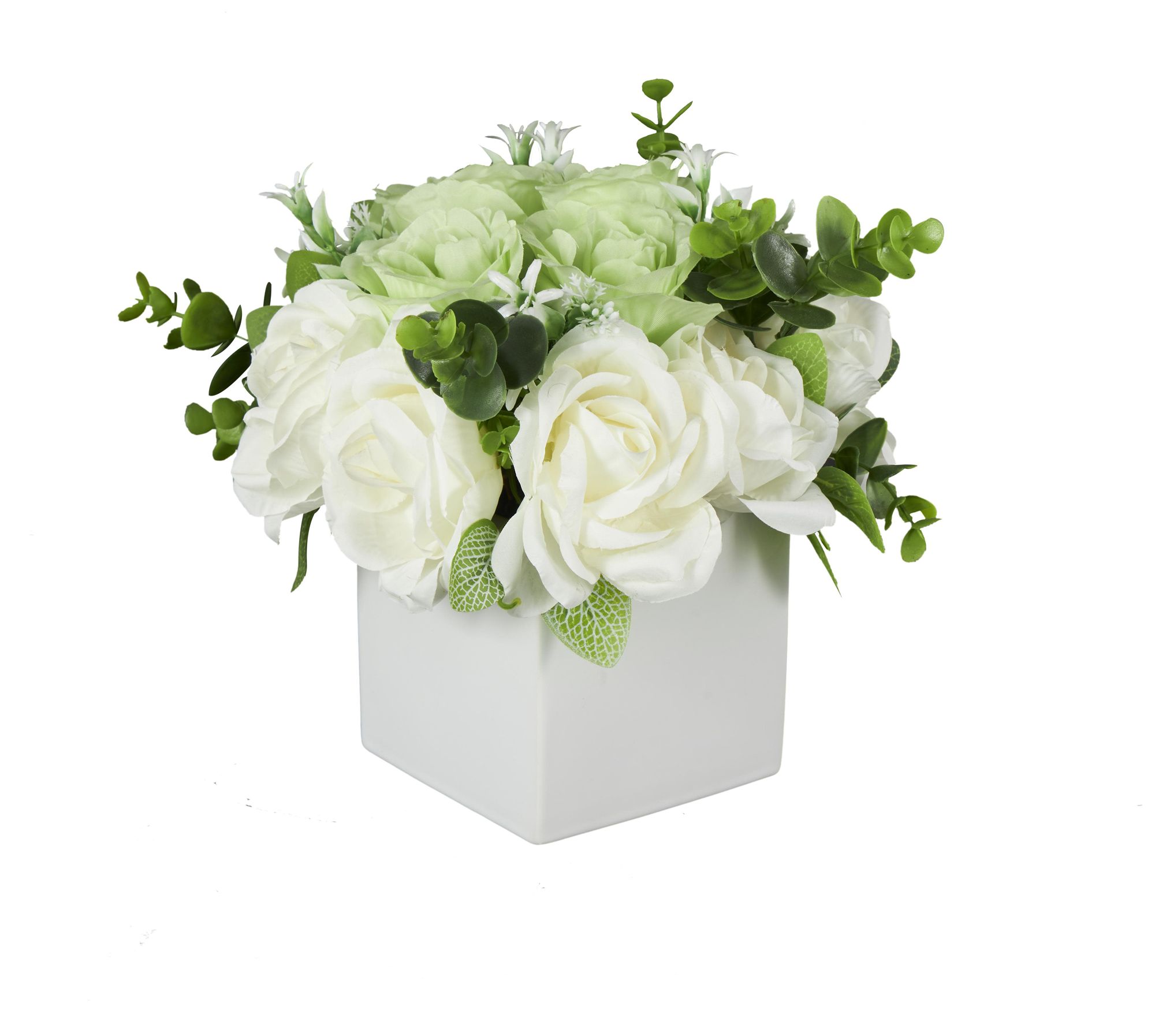 Image 6 White Fabric Modern Artificial Flower, 9" x 9" x 10" more views