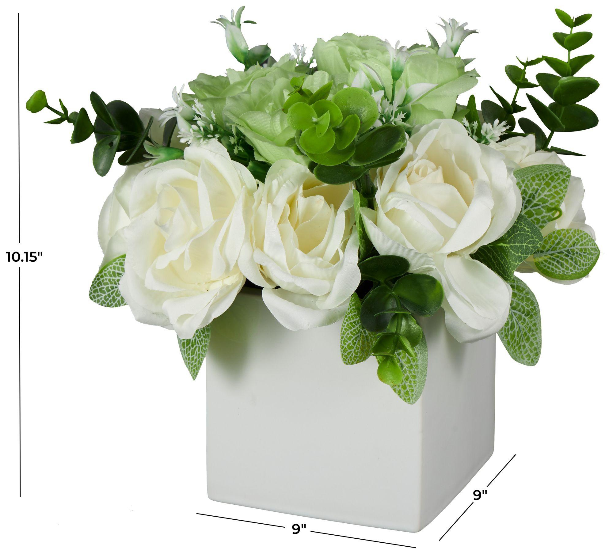 Image 7 White Fabric Modern Artificial Flower, 9" x 9" x 10" more views