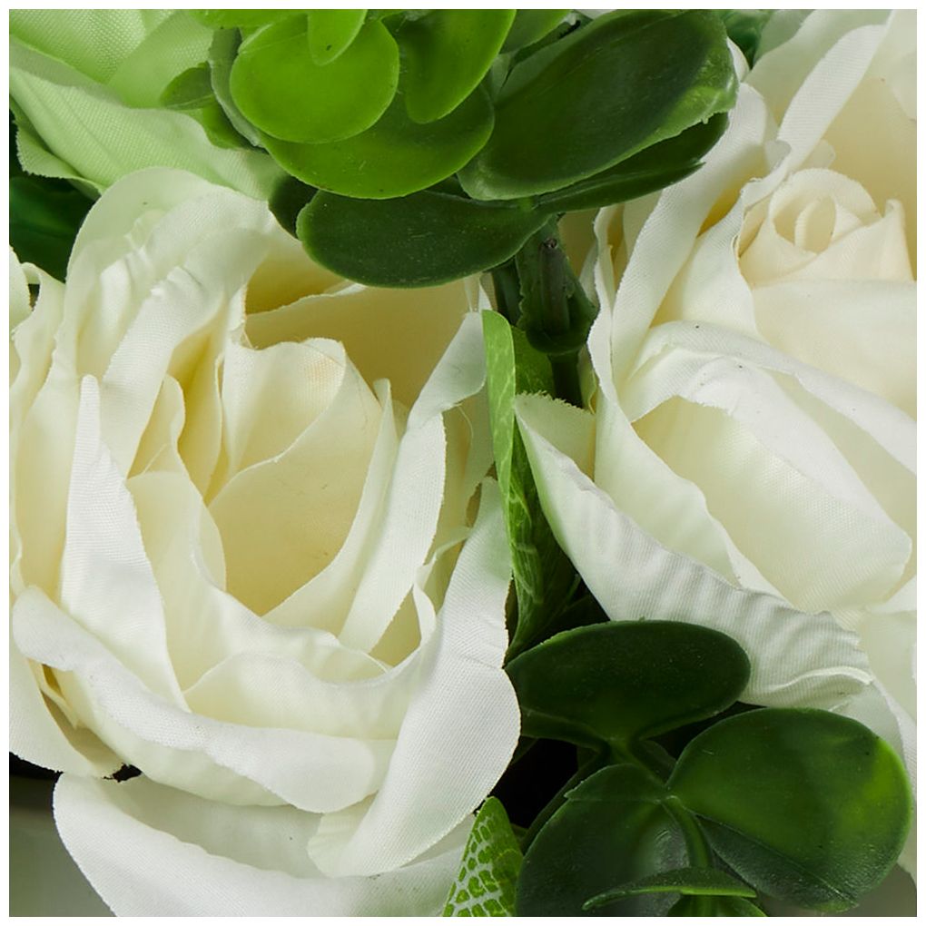 White Fabric Modern Artificial Flower, 9" x 9" x 10"