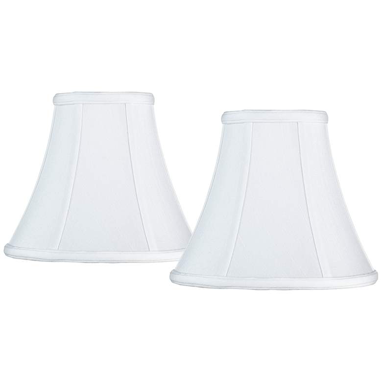 Image 1 White Fabric Set of 2 Bell Lamp Shades 4.5x9x8 (Spider)