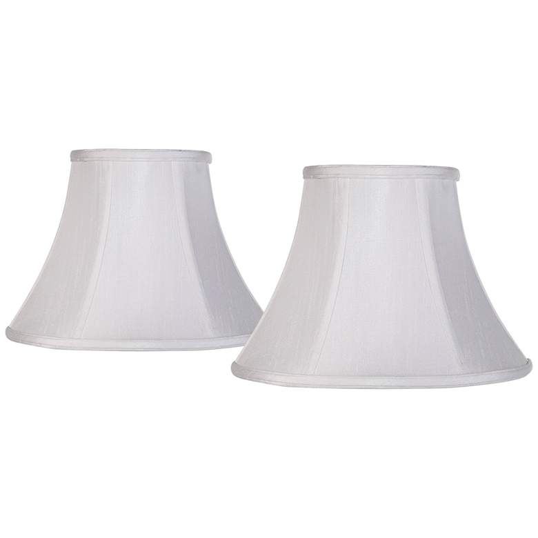 Image 1 White Fabric Set of 2 Bell Lamp Shades 6x12x9 (Spider)
