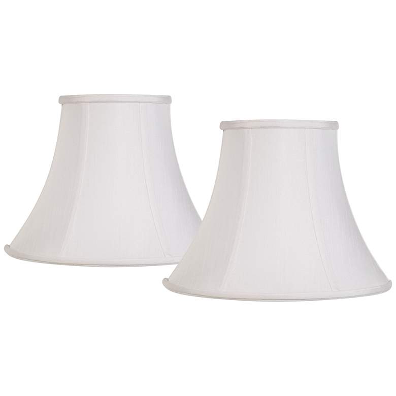 Image 1 White Fabric Set of 2 Bell Lamp Shades 7x14x11 (Spider)