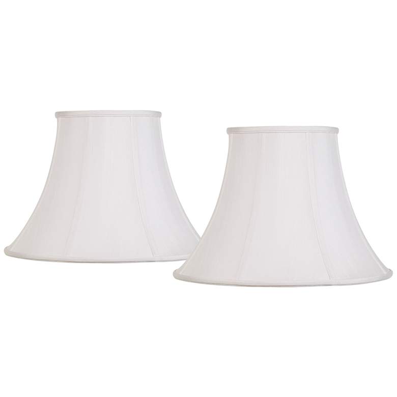 Image 1 White Fabric Set of 2 Bell Lamp Shades 9x18x13 (Spider)