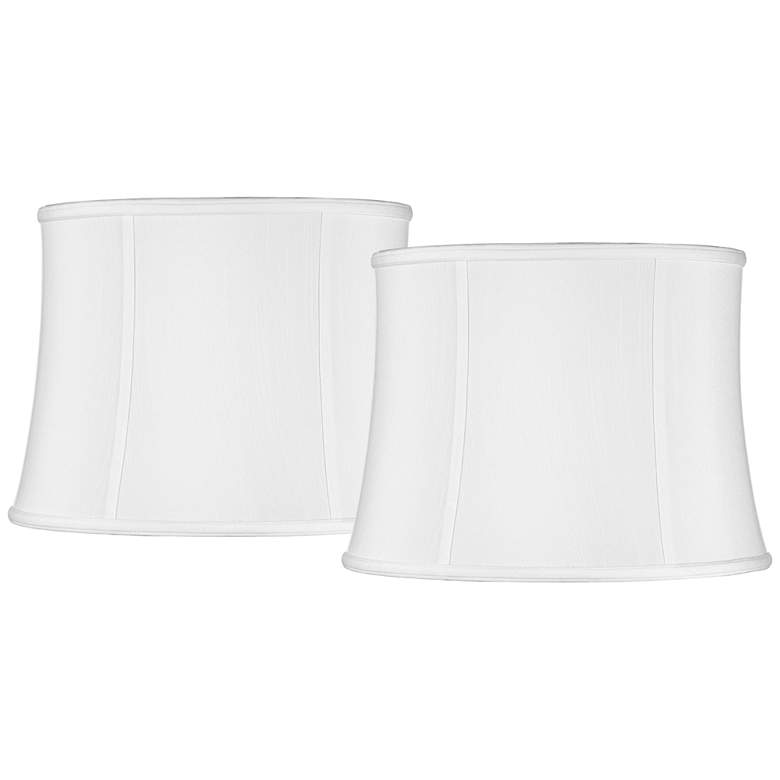 Image 1 White Fabric Set of 2 Drum Lamp Shades 14x16x12 (Spider)