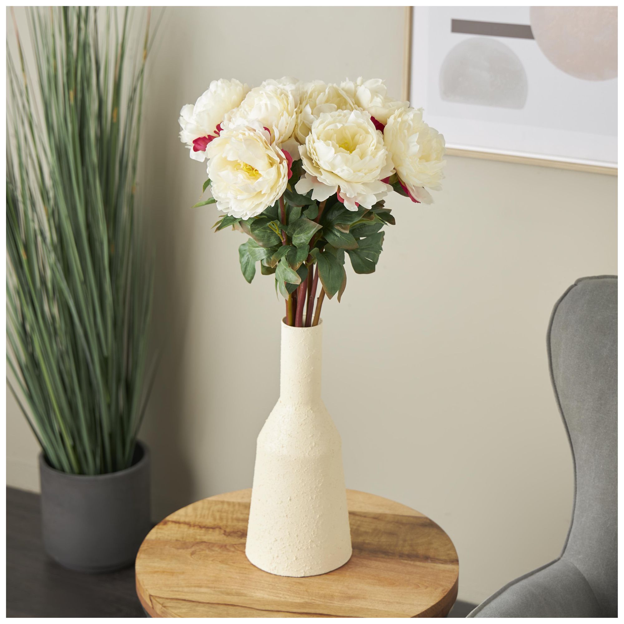 Image 4 White Faux Foliage Modern Artificial Flower Stem, S/8 31"H more views