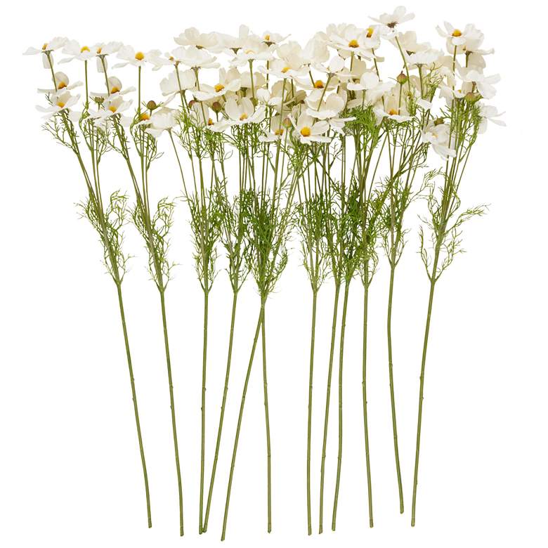 Image 1 White Faux Foliage Traditional Artificial Flower Stem, S/12 32"H