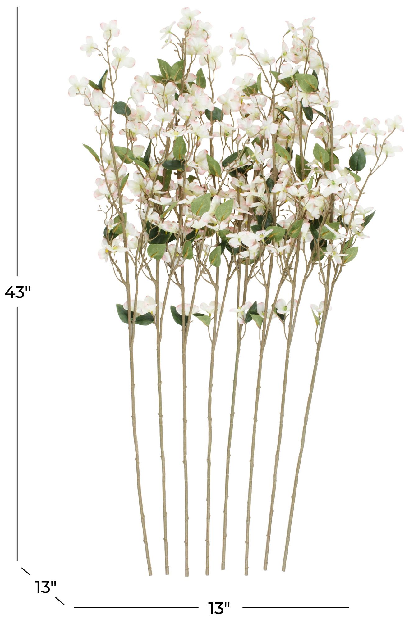 Image 7 White Faux Foliage Traditional Artificial Flower Stem, S/8 43"H more views