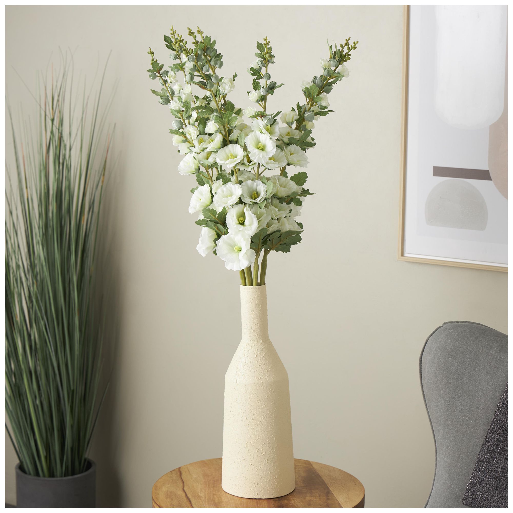 Image 4 White Faux Foliage Traditional Artificial Flower Stem, S/8 44"H more views