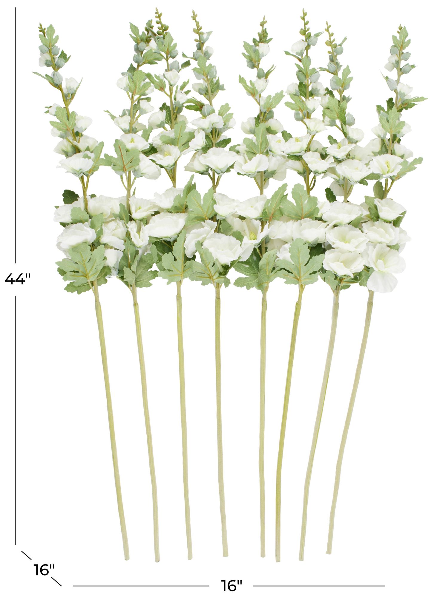 Image 7 White Faux Foliage Traditional Artificial Flower Stem, S/8 44"H more views