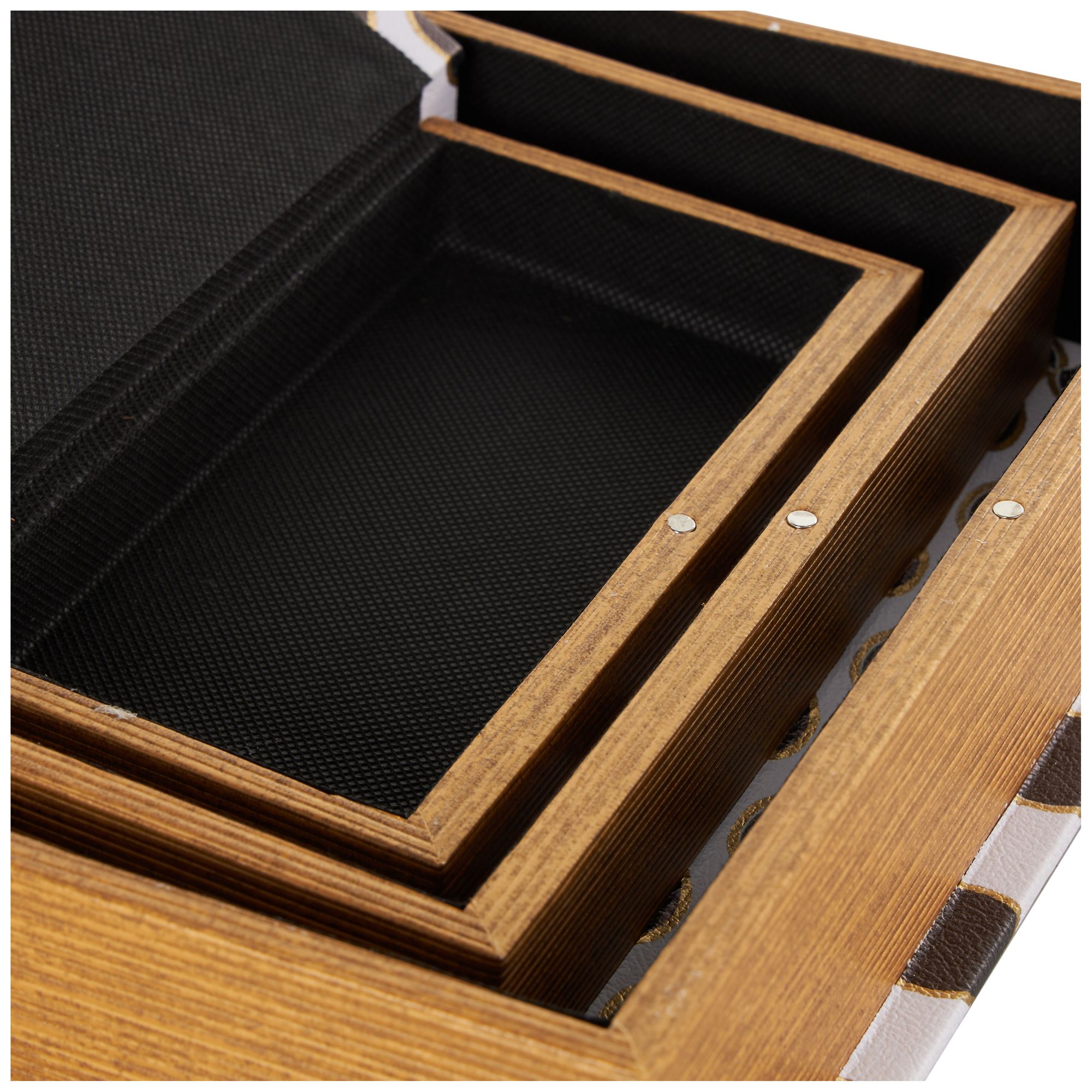 Image 3 White Faux Leather Modern Box, S/3 13", 11", 9"H more views