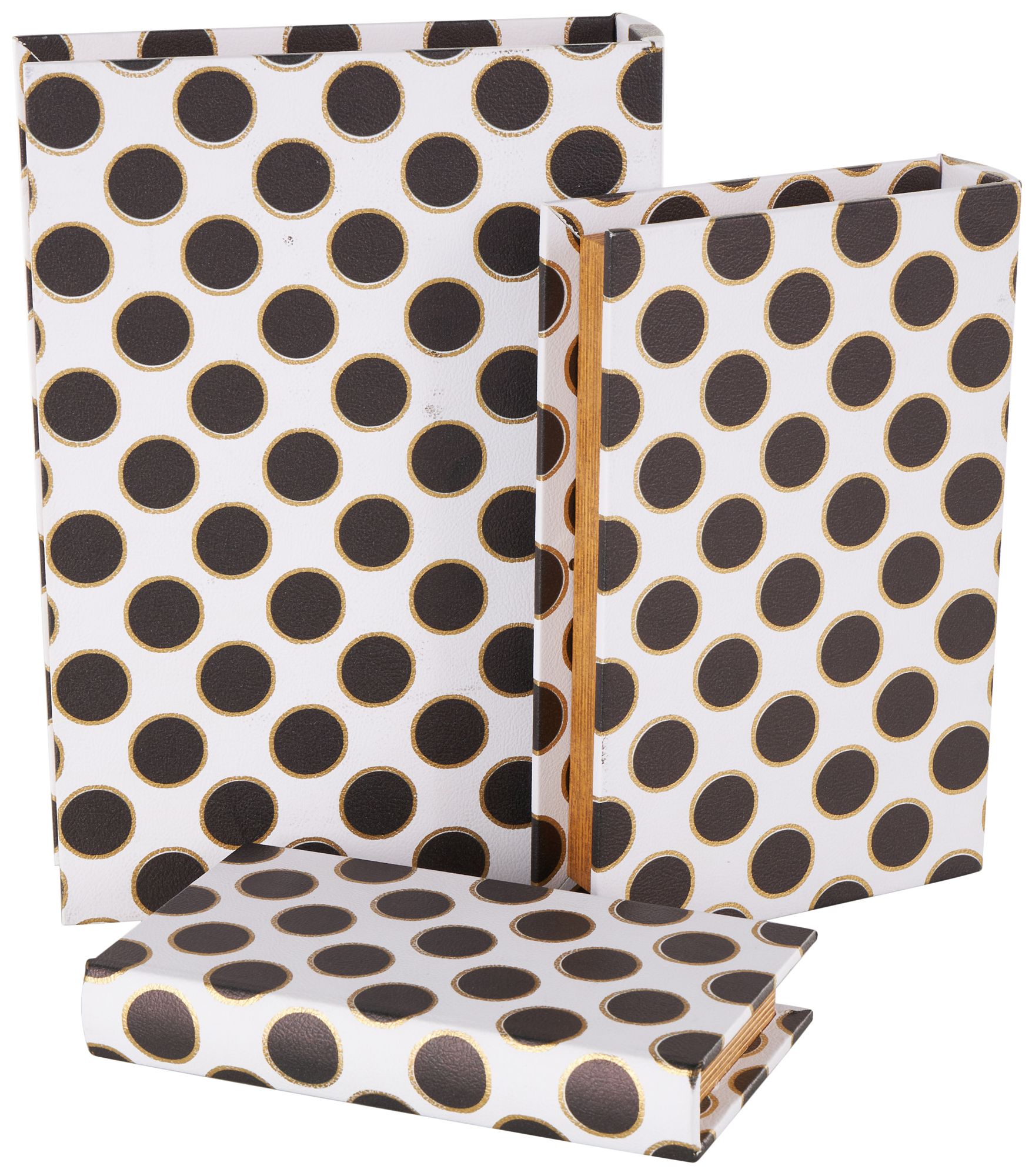 Image 5 White Faux Leather Modern Box, S/3 13", 11", 9"H more views