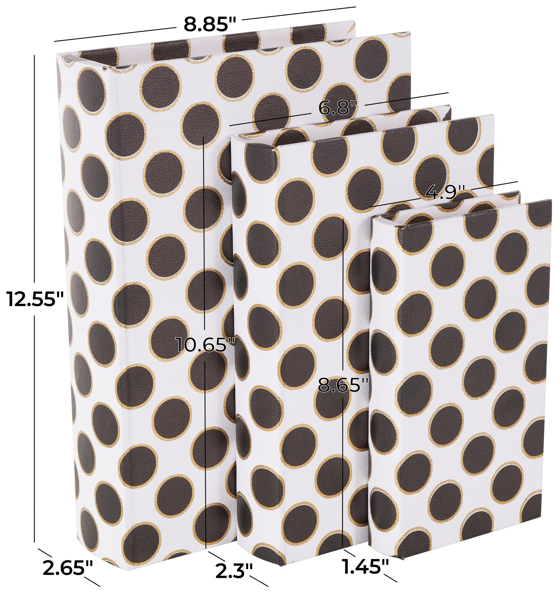 Image 7 White Faux Leather Modern Box, S/3 13", 11", 9"H more views