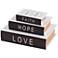White Faux Leather Text Book Storage Decorative Box, Set of 3 11", 8", 6"H