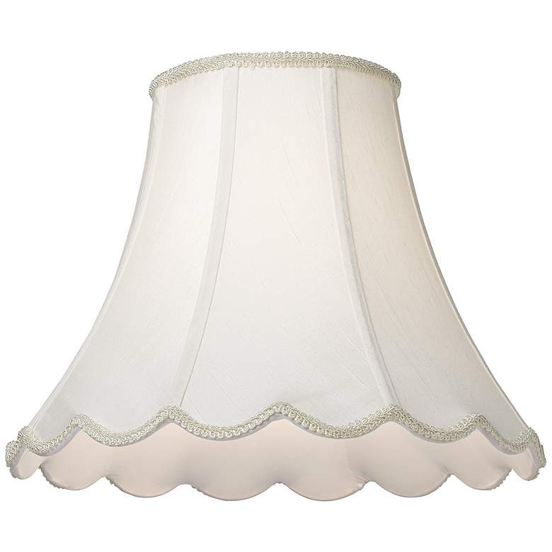 Image 2 White Faux Silk Scallop Bell Lamp Shade 6x12x9.5 (Spider) more views